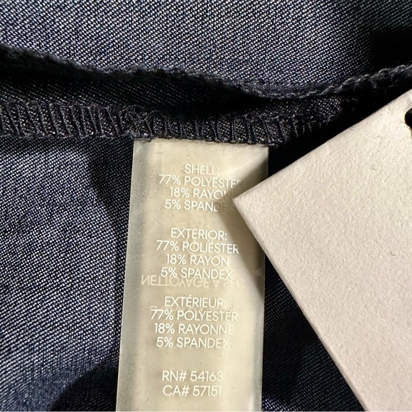 NWT Calvin Klein Navy Blue Chambray Asymmetric Gold Button Up Sheath Dress Sz 4 - Picture 13 of 16